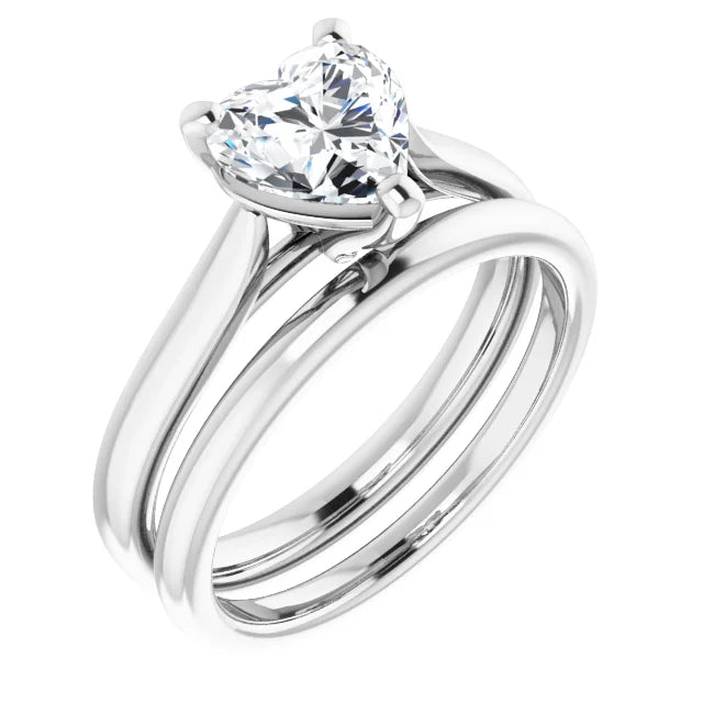Heart White Gold Solitaire Moissanite Engagement Ring