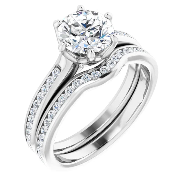 Round Brilliant Six Claw Channel Set Style Engagement Ring