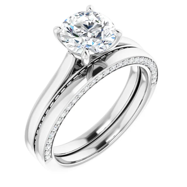 Round Brilliant Solitaire & Hidden Diamond Band Engagement Ring