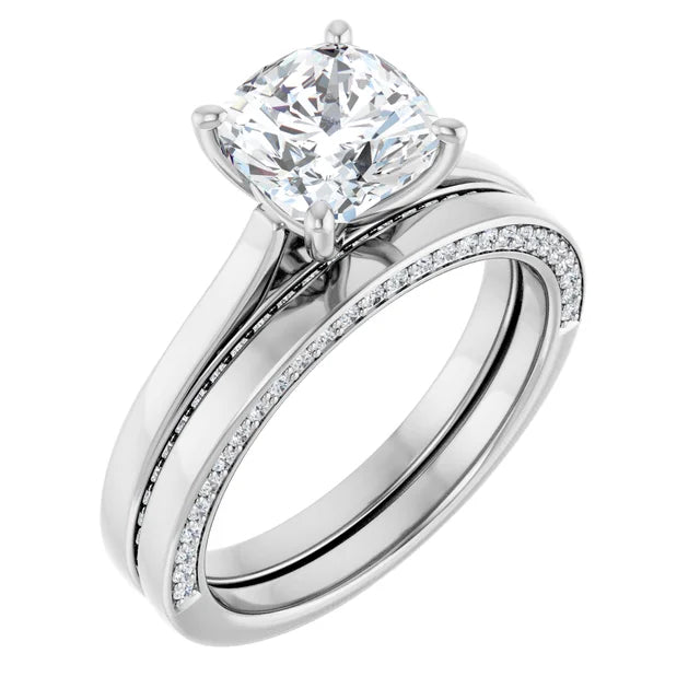 Cushion White Gold Solitaire Moissanite Engagement Ring