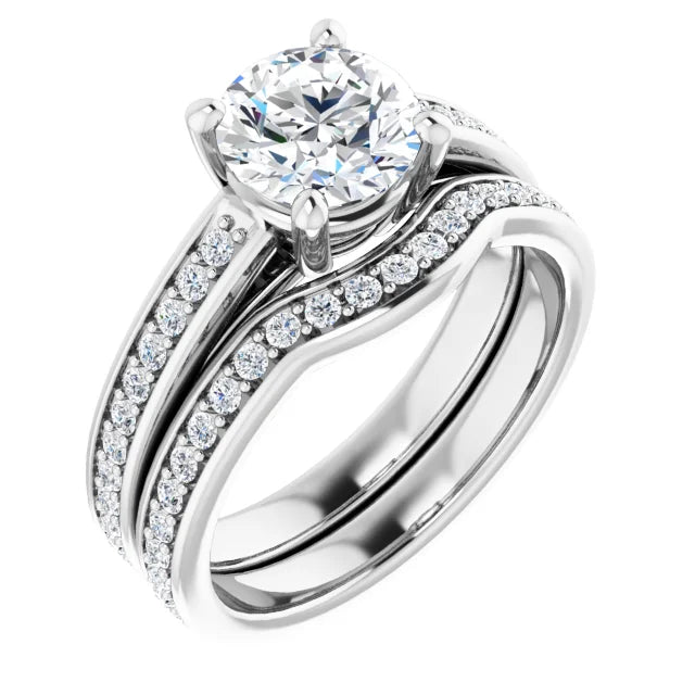 Round Brilliant White Gold Claw Set Style Moissanite Engagement Ring
