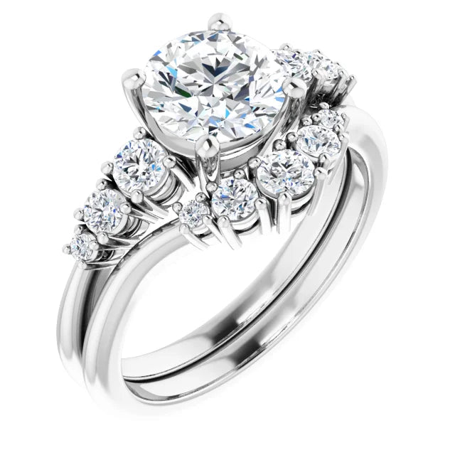 Round Brilliant Multi Stone Accent Style Engagement Ring