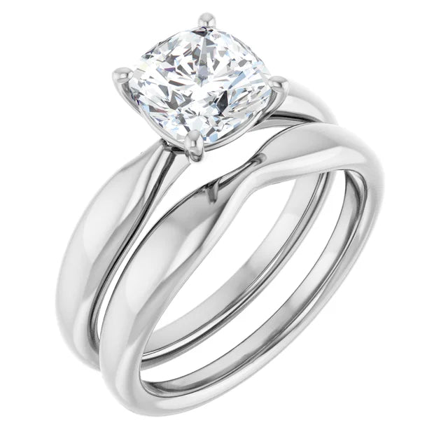 Cushion Knife Edge Solitaire Engagement Ring
