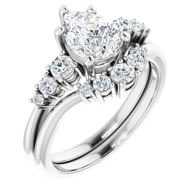 Pear Multi Stone Accent Style Engagement Ring