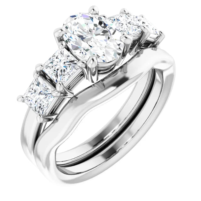 Oval Multi Stone Accent Style Engagement Ring