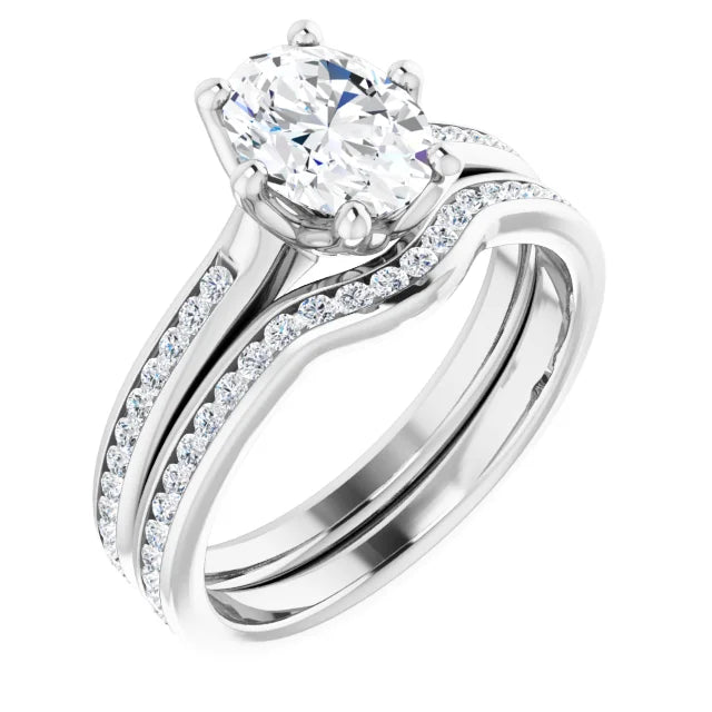 Oval Six Claw Channel Set Style Engagement Ring