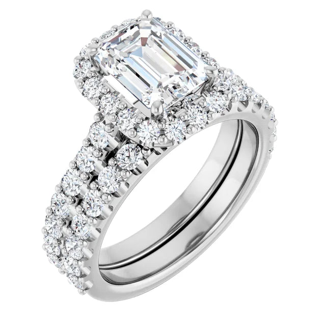 Emerald Halo Style Engagement Ring