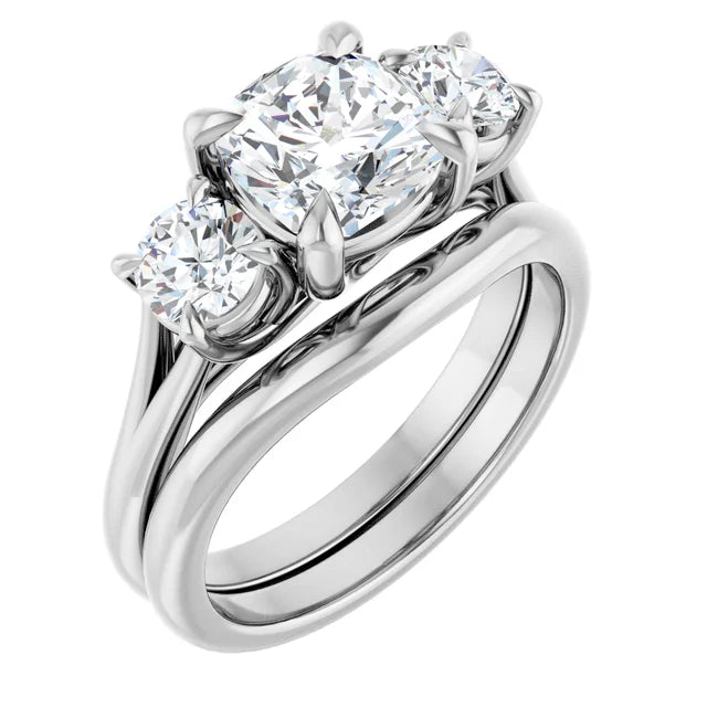 Cushion Accent Engagement Ring