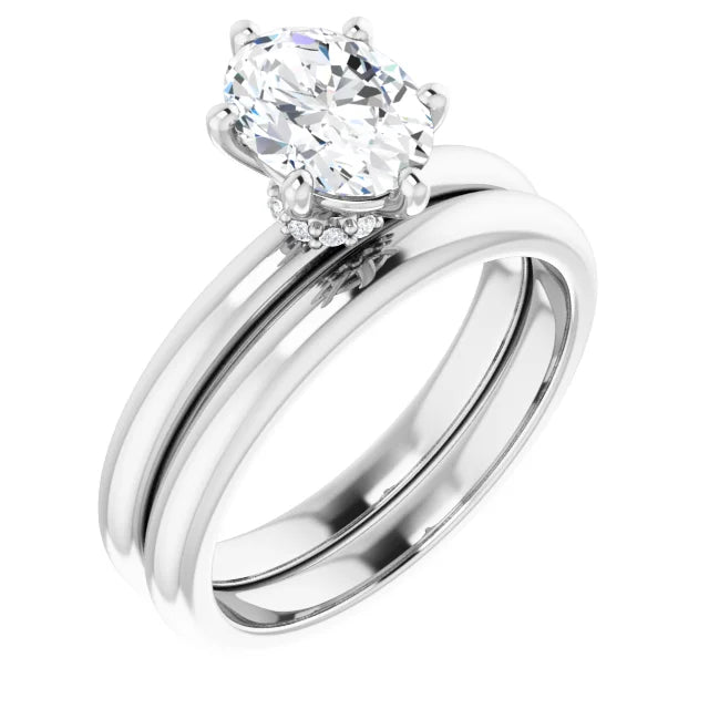 Oval White Gold Solitaire Moissanite Engagement Ring