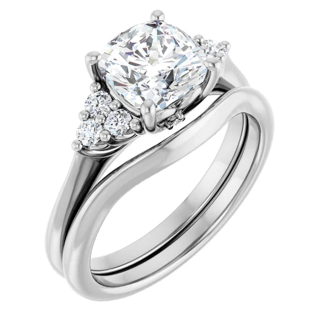 Cushion White Gold Accent Style Moissanite Engagement Ring
