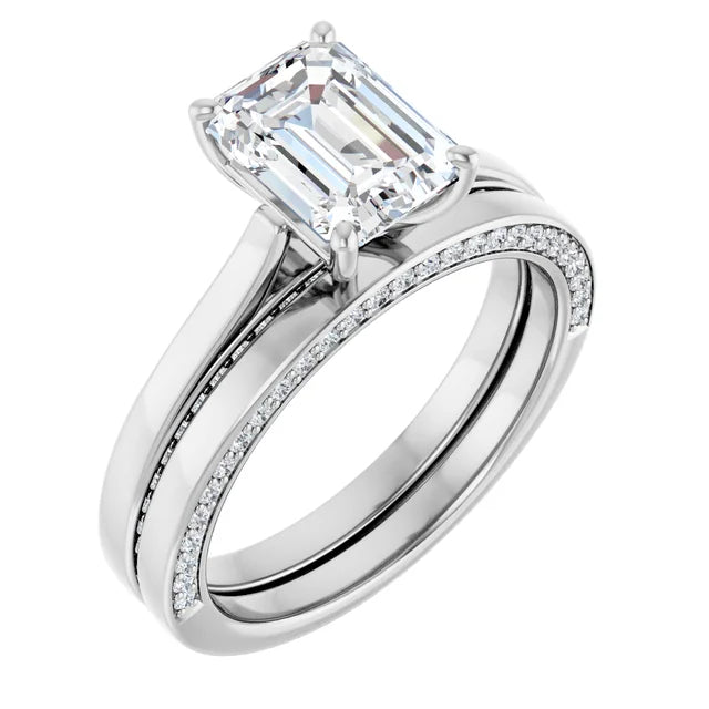 Emerald White Gold Solitaire Moissanite Engagement Ring