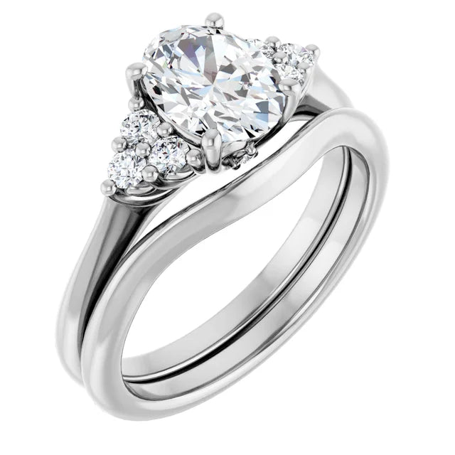 Oval White Gold Accent Style Moissanite Engagement Ring