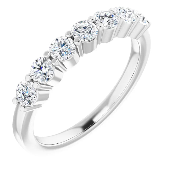 Seven Stone Round Brilliant Moissanite Anniversary Band