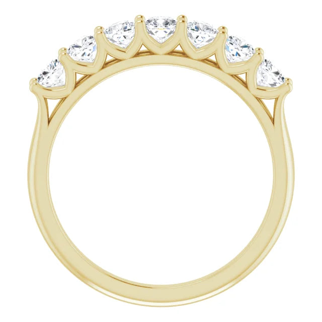 Seven Stone Cushion Cut Moissanite Anniversary Band