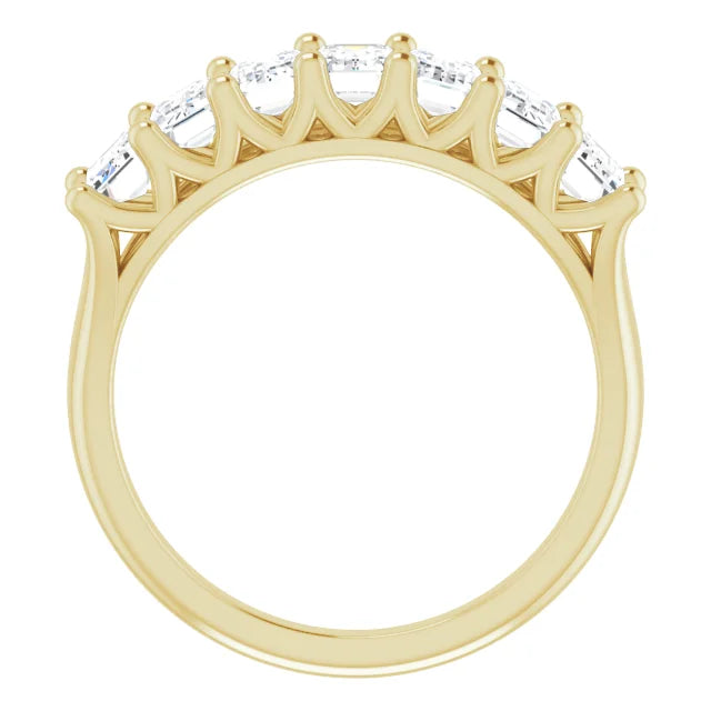 Seven Stone Emerald Cut Moissanite Anniversary Band