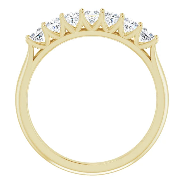 Seven Stone Princess Cut Moissanite Anniversary Band