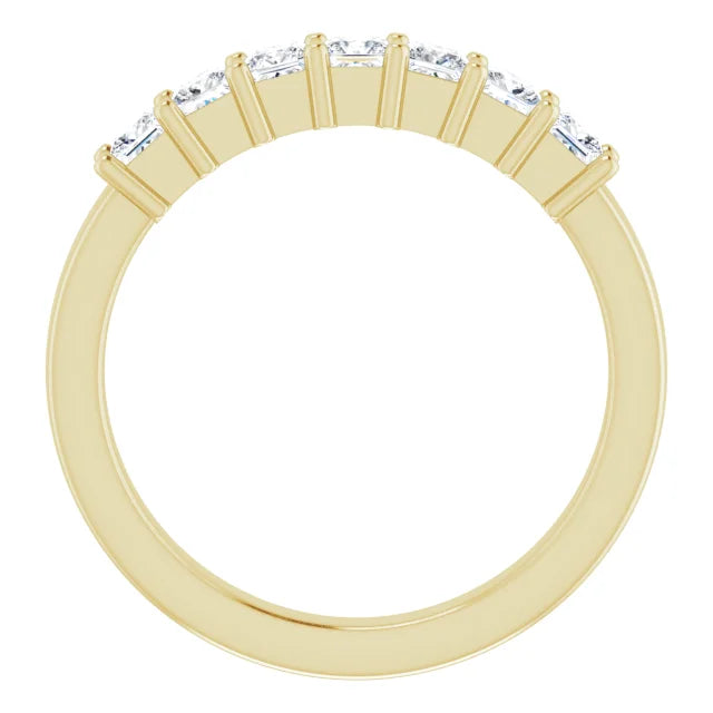 Seven Stone Princess Cut Moissanite Anniversary Band