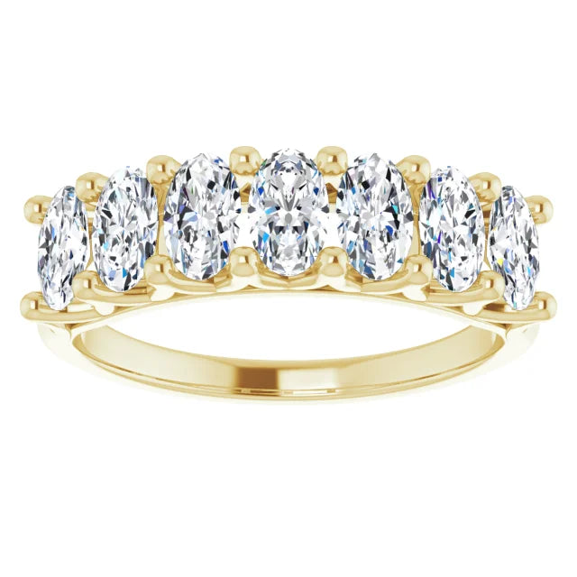 Seven Stone Oval Cut Moissanite Anniversary Band