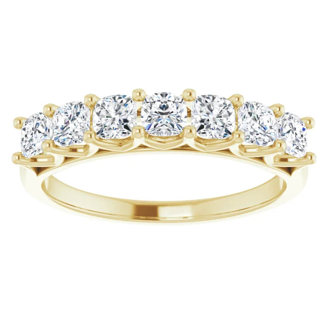 Seven Stone Cushion Cut Moissanite Anniversary Band