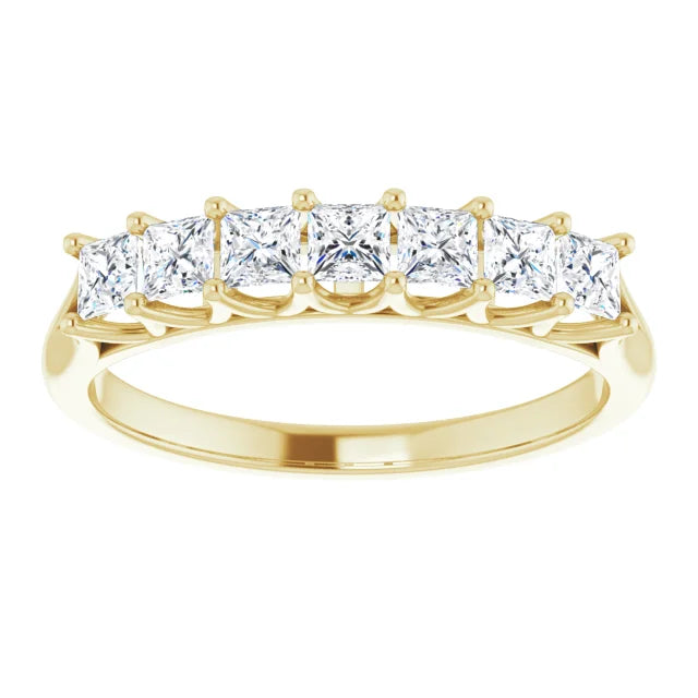Seven Stone Princess Cut Moissanite Anniversary Band