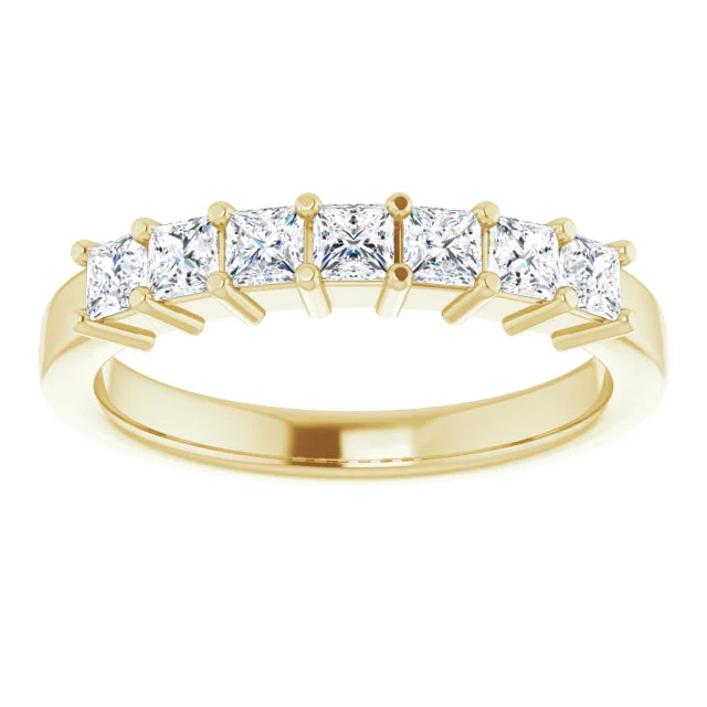 Seven Stone Princess Cut Moissanite Anniversary Band