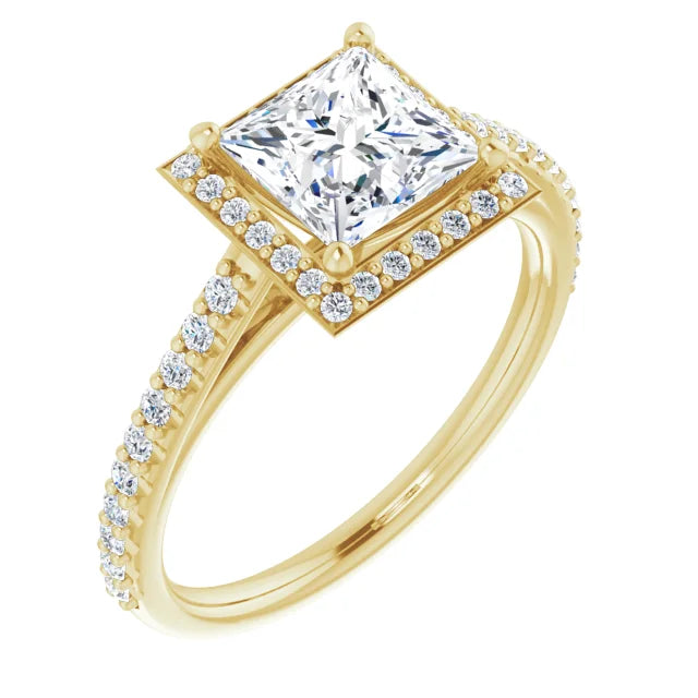 Princess Halo Style Engagement Ring