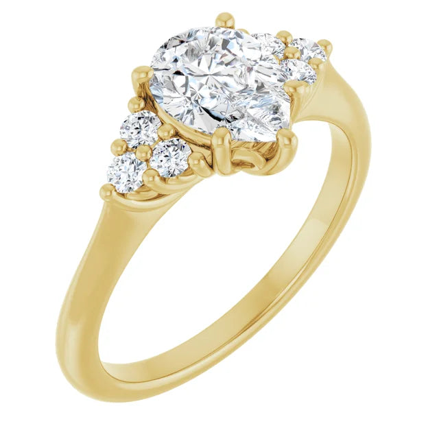 Pear Yellow Gold Accent Style Moissanite Engagement Ring