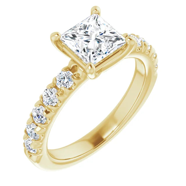 Princess Four Claw Set Style Engagement Ring