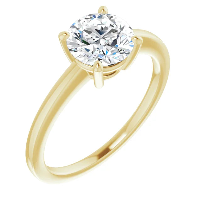Round Brilliant Yellow Gold Solitaire Moissanite Engagement Ring