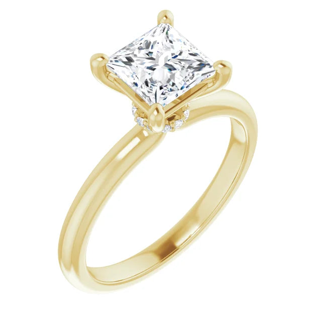 Princess Yellow Gold Solitaire Moissanite Engagement Ring