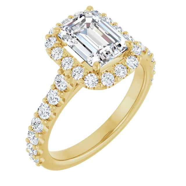 Emerald Halo Style Engagement Ring
