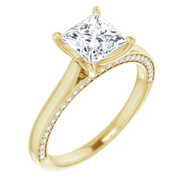 Princess Yellow Gold Solitaire Moissanite Engagement Ring
