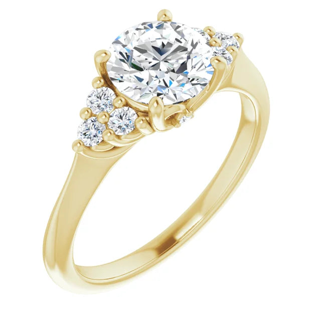 Round Brilliant Yellow Gold Accent Style Moissanite Engagement Ring