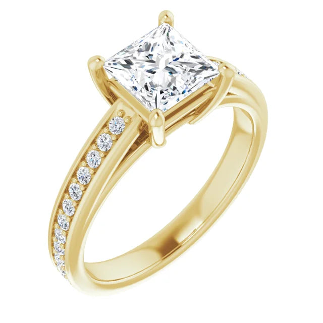 Princess Yellow Gold Claw Set Style Moissanite Engagement Ring