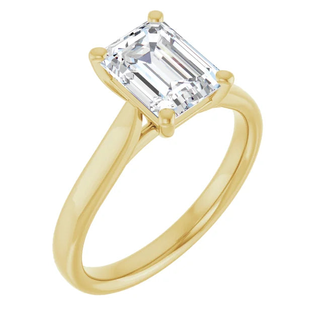 Four Claw Emerald Solitaire Engagement Ring