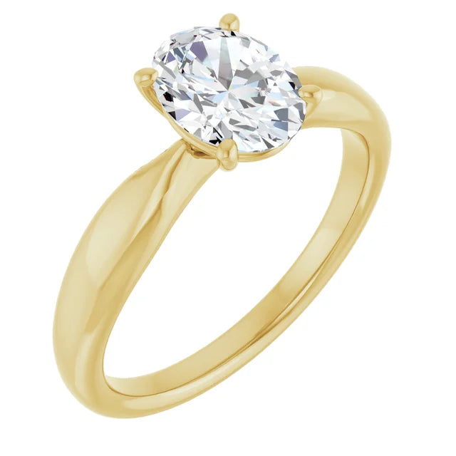 Oval Yellow Gold Solitaire Moissanite Engagement Ring