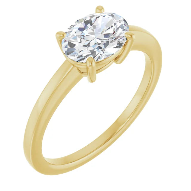 Oval Yellow Gold Solitaire Moissanite Engagement Ring