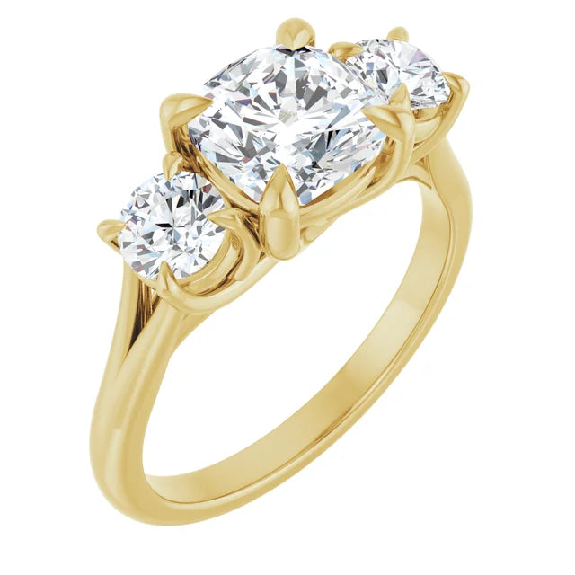 Cushion Accent Engagement Ring