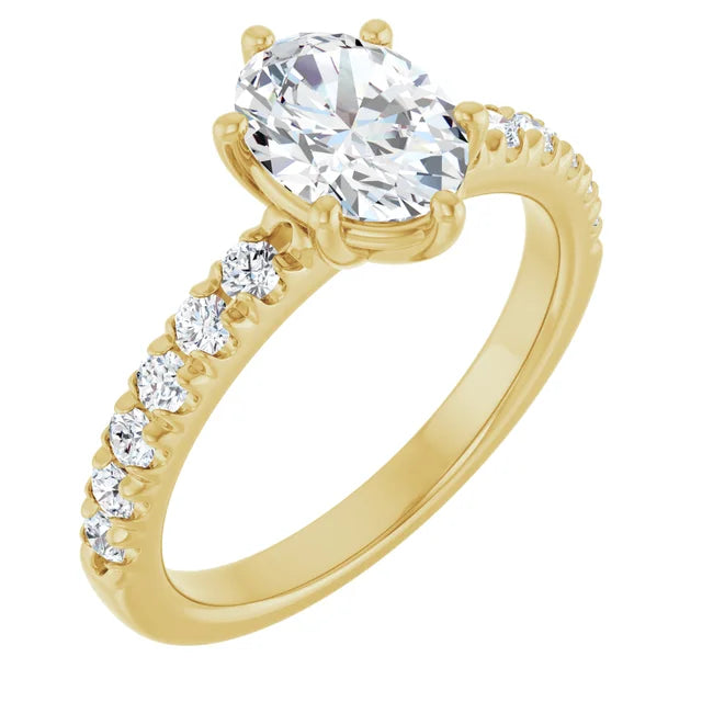 Oval Six Claw Set Style Engagement Ring