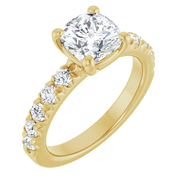 Cushion Four Claw Set Style Engagement Ring