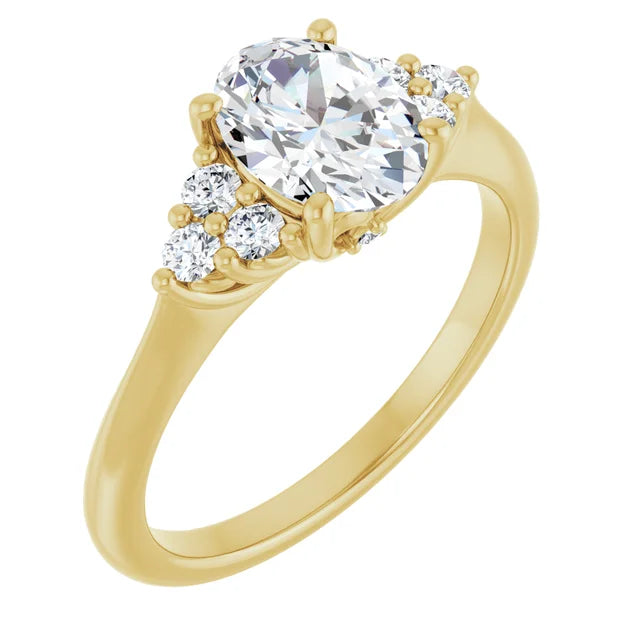 Oval Yellow Gold Accent Style Moissanite Engagement Ring