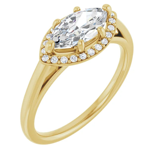 Marquise East West Halo Style Engagement Ring