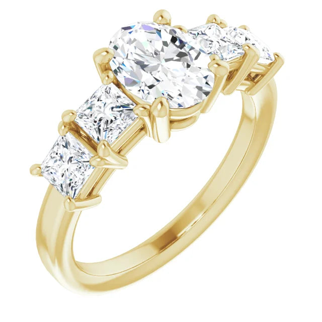 Oval Multi Stone Accent Style Engagement Ring
