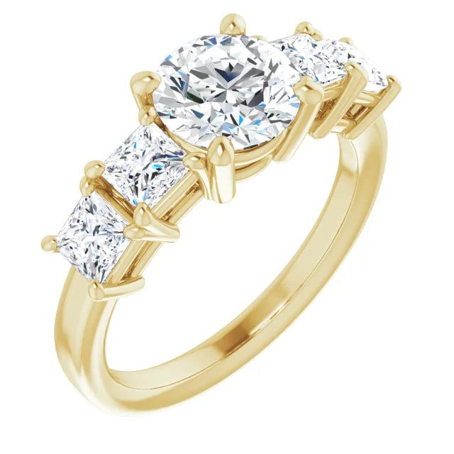 Round Brilliant Multi Stone Accent Style Engagement Ring