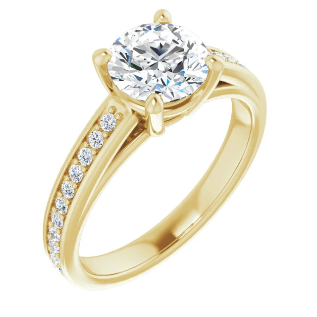Round Brilliant Yellow Gold Claw Set Style Moissanite Engagement Ring