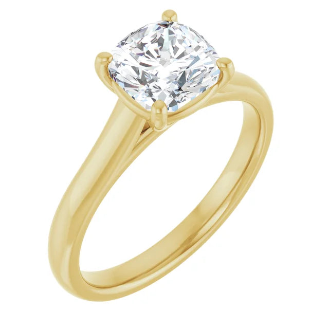 Four Claw Cushion Solitaire Engagement Ring