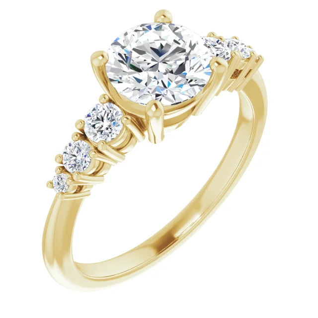 Round Brilliant Multi Stone Accent Style Engagement Ring