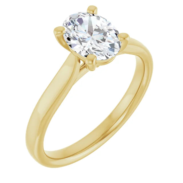 Four Claw Oval Solitaire Engagement Ring