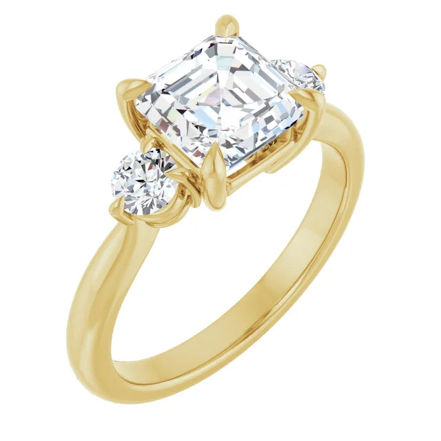 Asscher Accent Engagement Ring