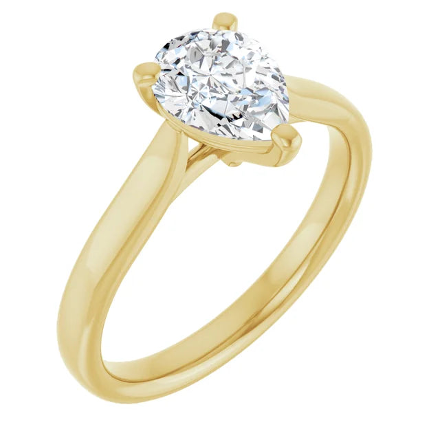 Three Claw Pear Solitaire Engagement Ring